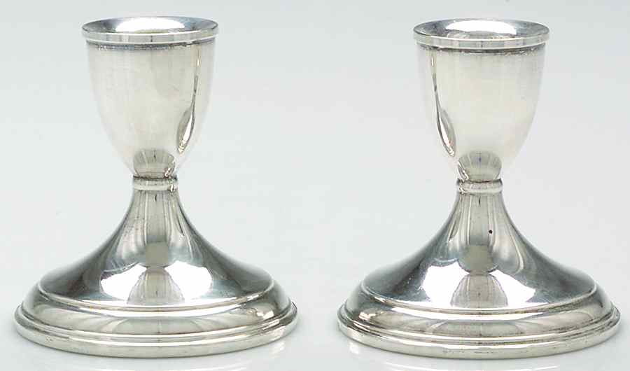 Sterling Hollowware Pair of 3" Console Candleholders by Preisner-1