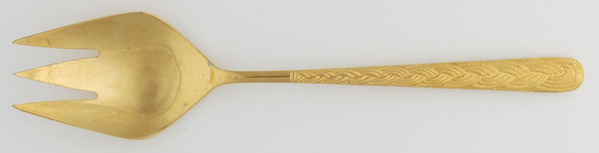 Gold Alexia (Gold Electroplate) Medium Solid Cold Meat Serving Fork by Present-1