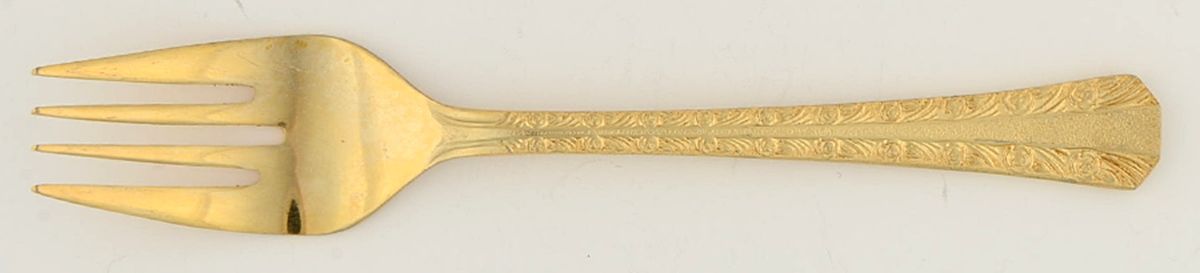 Gold Hammered Rose (Gold Electroplate) Individual Salad Fork by Present-1