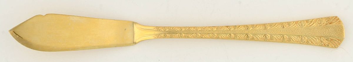 Gold Hammered Rose (Gold Electroplate) Flat Handle Master Butter Knife by Present-1