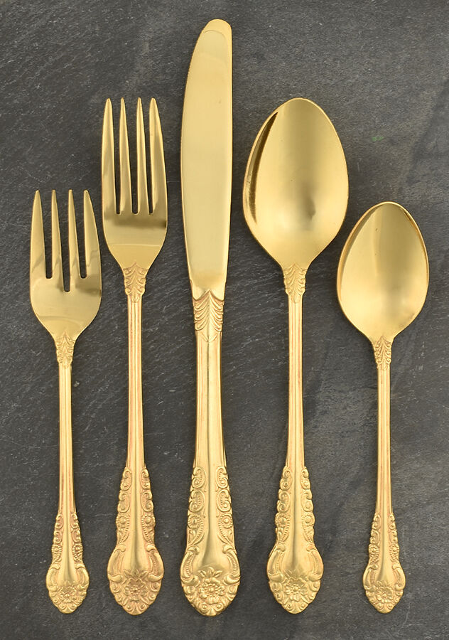 Karen (Gold Electroplate) 5 Piece Place Setting by Present-1