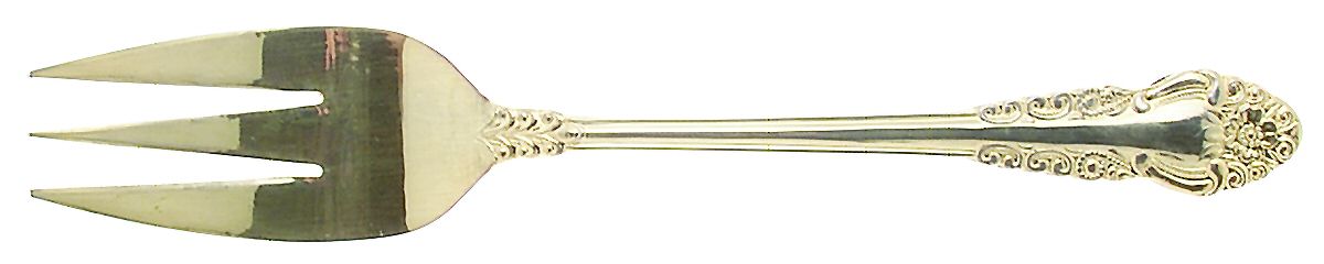 Karen (Gold Electroplate) Medium Solid Cold Meat Serving Fork by Present-1
