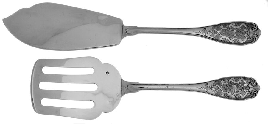 Elysee (Sterling, No Monograms) 2 Piece Large Solid Fish Serving Set by Puiforcat-1