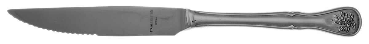 Tea Rose (Stainless) Steak Knife Individual Hollow, Serrate HC by Pfaltzgraff-1