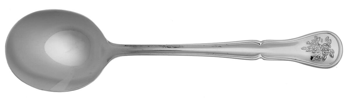 Tea Rose (Stainless) Round Bowl Soup Spoon (Cream Soup) HC by Pfaltzgraff-1