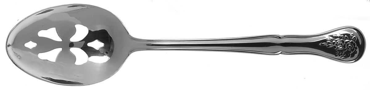 Tea Rose (Stainless) Pierced Tablespoon (Serving Spoon) by Pfaltzgraff-1