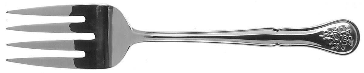 Tea Rose (Stainless) Medium Solid Cold Meat Serving Fork by Pfaltzgraff-1