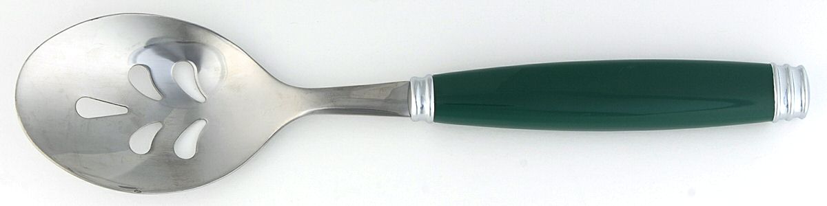 Tabletones-Green Pierced Tablespoon (Serving Spoon) by Pfaltzgraff-1