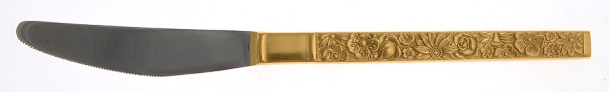 Florentine-Gold (Gold Electroplate) Modern Solid Knife by Present-1