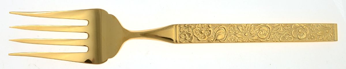 Florentine-Gold (Gold Electroplate) Medium Solid Cold Meat Serving Fork by Present-1