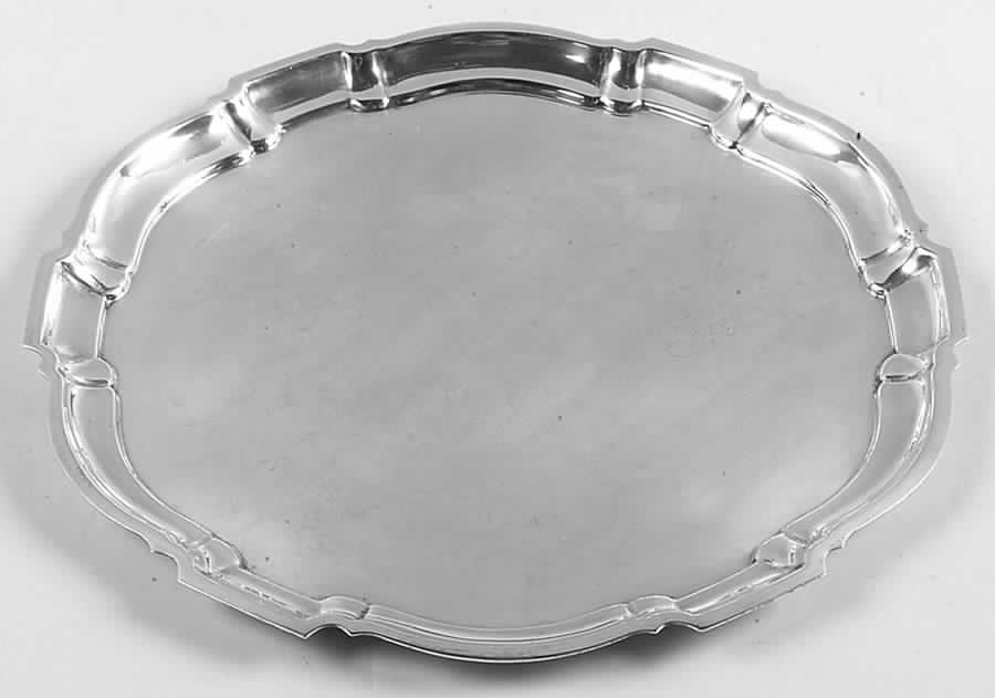 Chippendale (Sterling, Hollowware) 11" Round Tray by Poole Silver -1