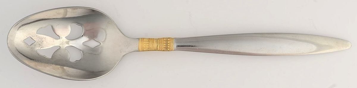 Golden Madrid (Stainless, Gold Accent) Pierced Tablespoon (Serving Spoon) by Pfaltzgraff-1