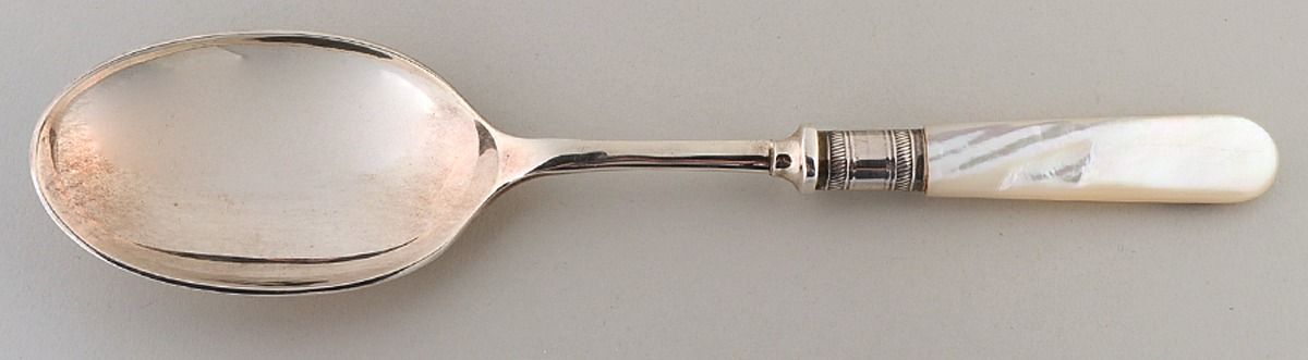 Flatware (Plated Bolster) Serving Spoon with Silverplate Bowl by Pearl Handle-1