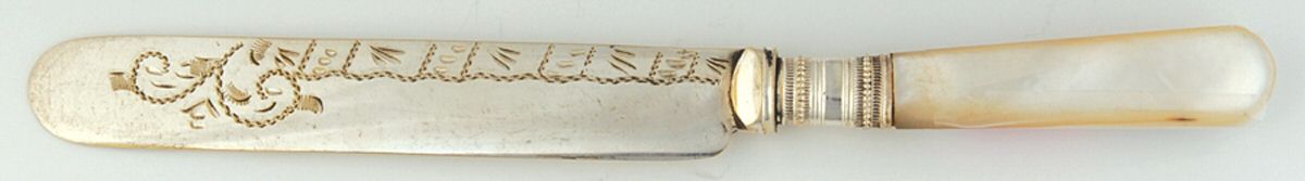 Flatware (Plated Bolster) Breakfast Knife with Silverplate Blade by Pearl Handle-1