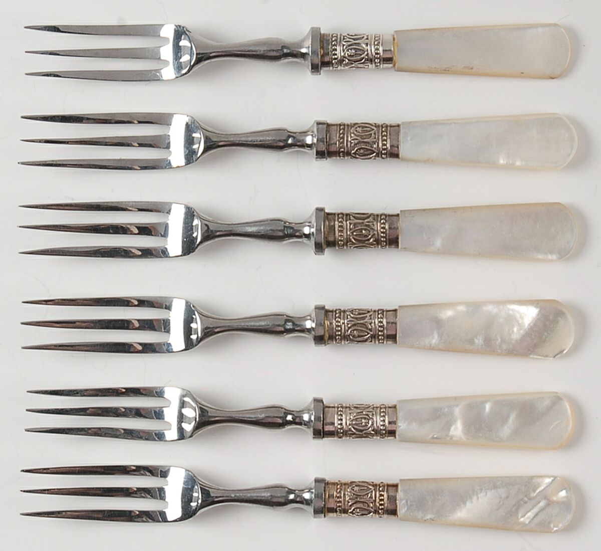 Flatware (Plated Bolster) (Set of 6) Individual Berry Forks by Pearl Handle-1