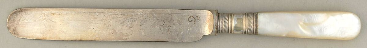 Flatware (Plated Bolster) Breakfast Knife with Silverplate Blade by Pearl Handle-1