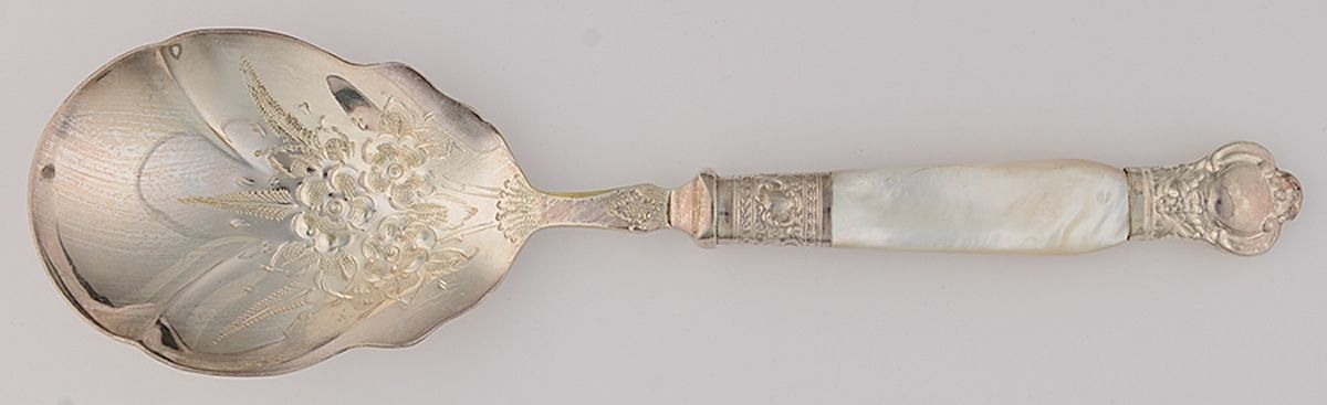 Flatware (Plated Bolster) Solid Smooth Casserole Spoon by Pearl Handle-1