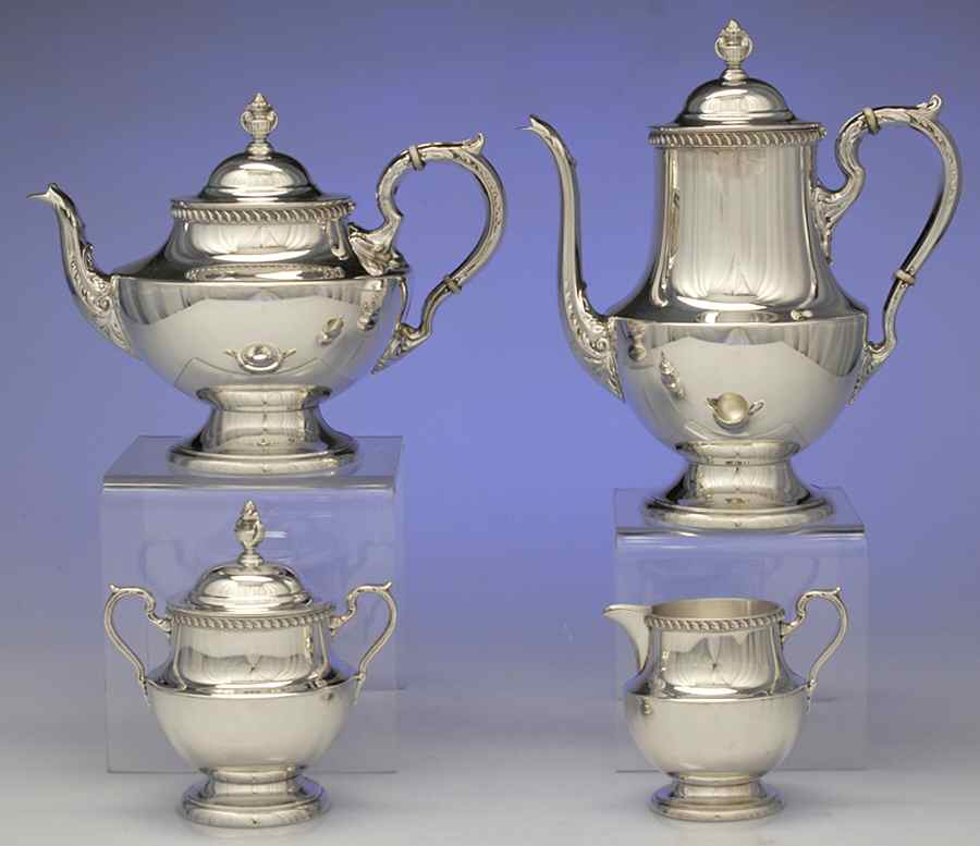 Georgian (Sterling, Hollowware) 4 Piece Tea Set (SCP, STP, SCR, SSU) by Poole Silver -1