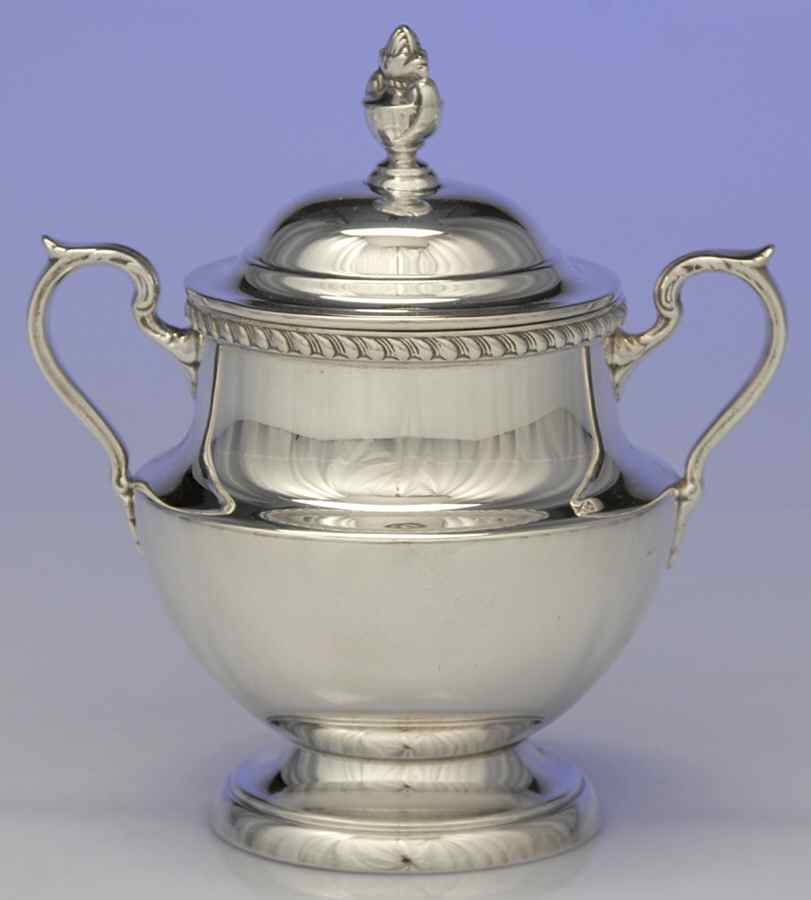 Georgian (Sterling, Hollowware) Sugar Bowl & Lid by Poole Silver -1