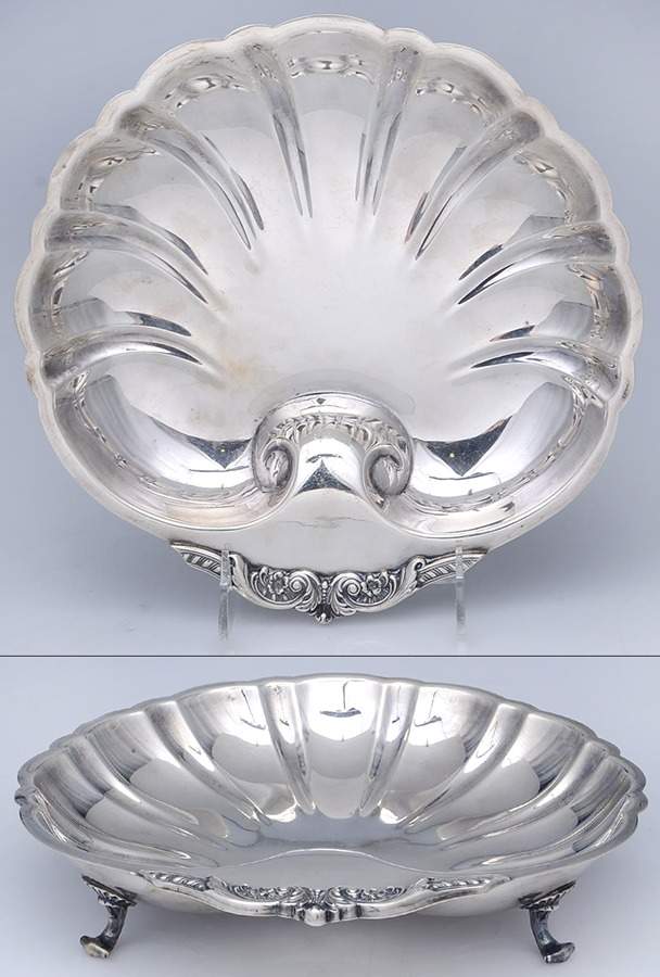 Georgian (Sterling, Hollowware) 9" Footed Shell Shape Bowl by Poole Silver -1