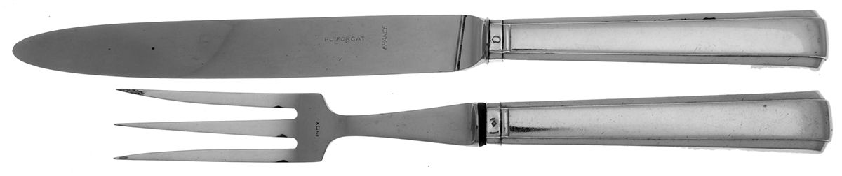 Papyrus (Sterling) Small Stainless Blade 2-Piece Steak Carving Set by Puiforcat-1