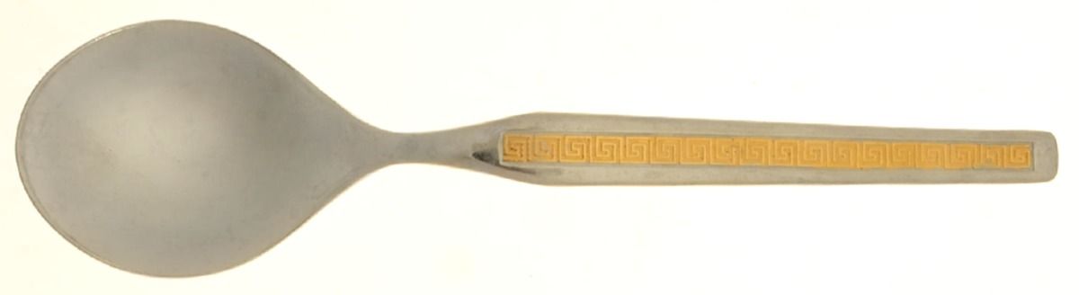P1r1 (Stainless, Gold Accent) Place/Oval Soup Spoon by Prinz-1