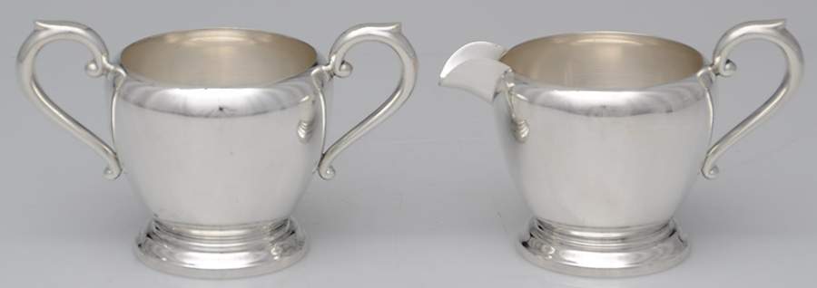 752 (Sterling, Hollowware) Mini Sterling Creamer and Open Sugar by Preisner-1