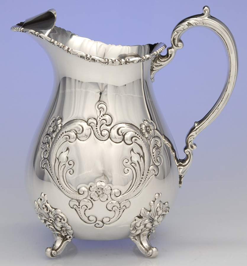 Old English (Sterling, Hollowware) Ice Lip Water Pitcher by Poole Silver -1