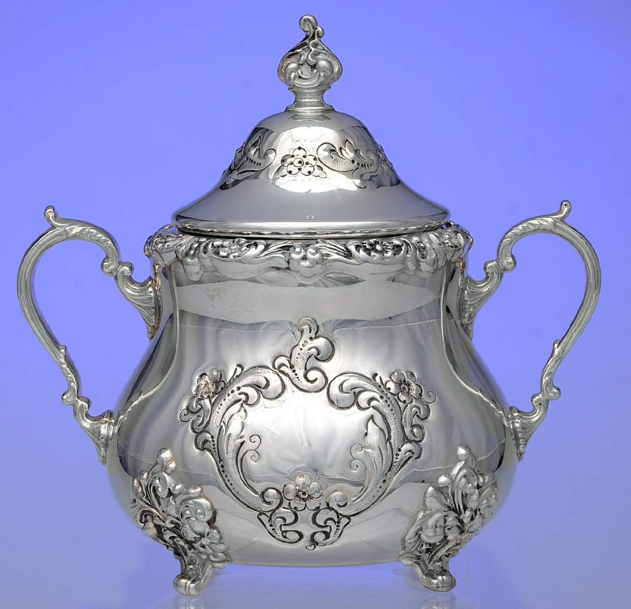 Old English (Sterling, Hollowware) Sugar Bowl & Lid by Poole Silver -1