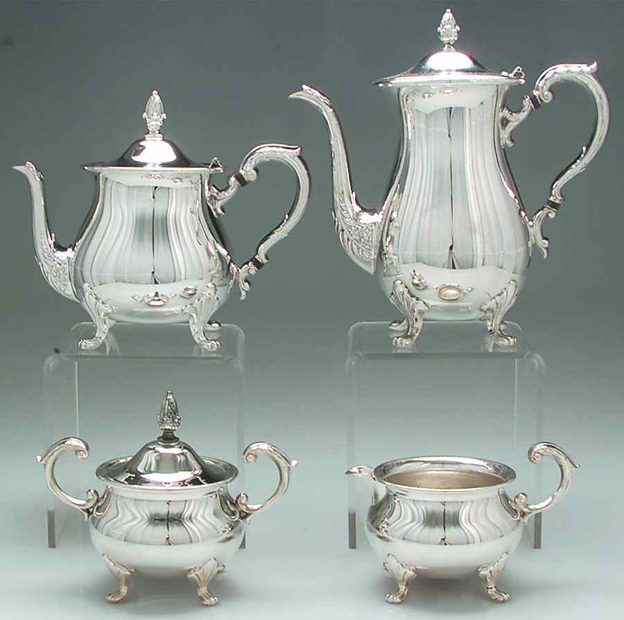 110 (Silverplate, Hollowware) (4 Piece) Silverplate Tea Set by Poole Silver -1