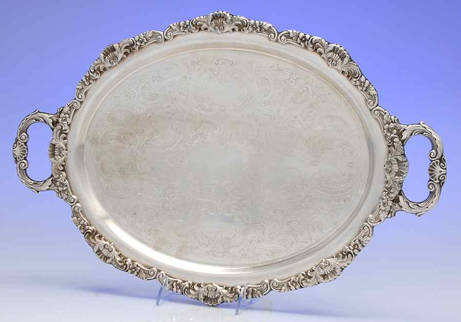 110 (Silverplate, Hollowware) Small Footed Waiter Tray by Poole Silver -1