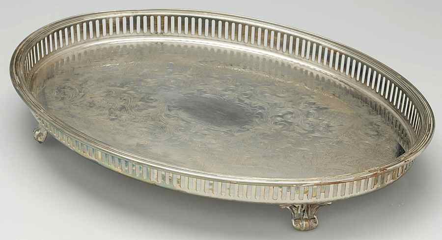 110 (Silverplate, Hollowware) 15" Gallery Tray by Poole Silver -1