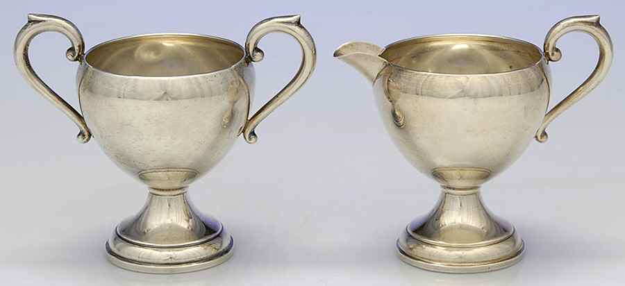 172 (Sterling, Hollowware) Weighted Mini Creamer and Open Sugar by Preisner-1