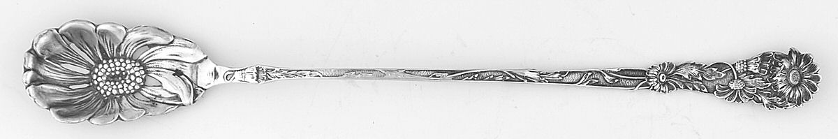 Daisy (Sterling, 1908) Pierced Bowl Long Handle Olive Spoon by Paye & Baker Mfg Co-1