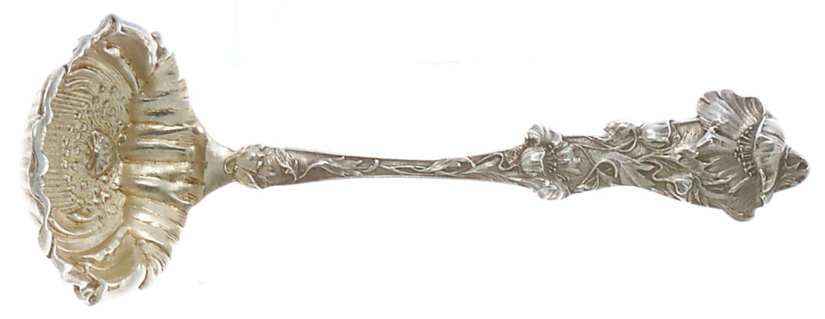 Poppy (Sterling, 1908) Solid Piece Cream Ladle by Paye & Baker Mfg Co-1