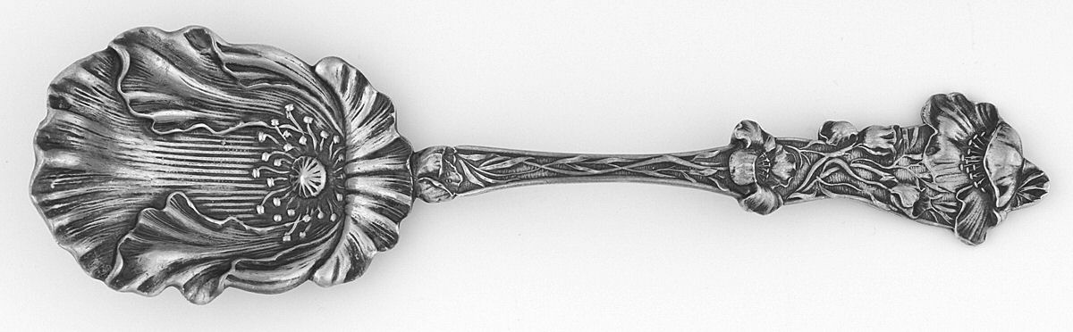 Poppy (Sterling, 1908) Sugar Shell Spoon by Paye & Baker Mfg Co-1