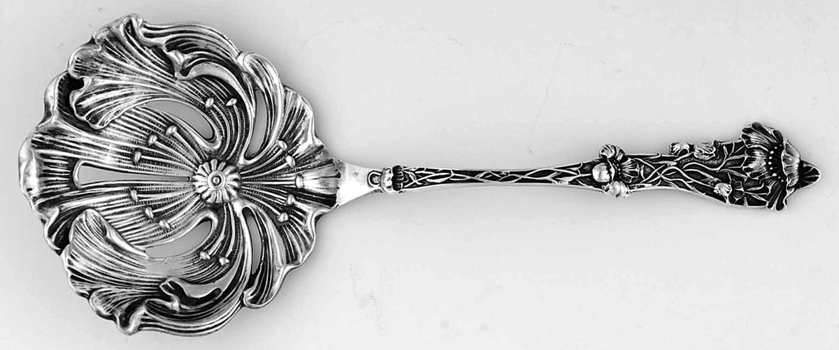 Poppy (Sterling, 1908) Solid Bon Bon Spoon with Pierced Bowl by Paye & Baker Mfg Co-1