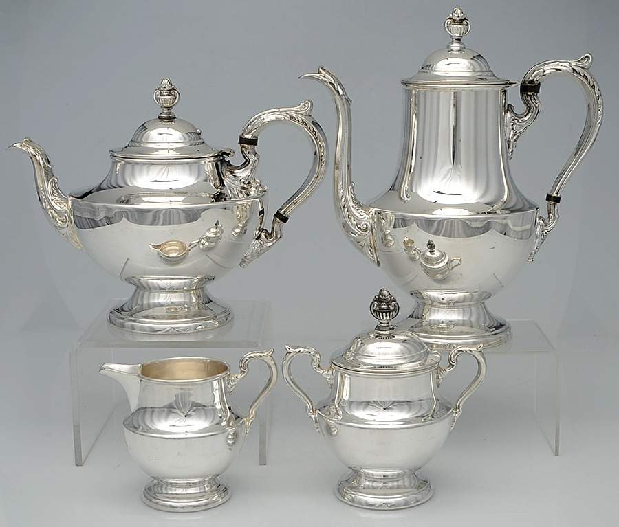 1030 (Silverplate, Hollowware) (4 Piece) Silverplate Tea Set by Poole Silver -1