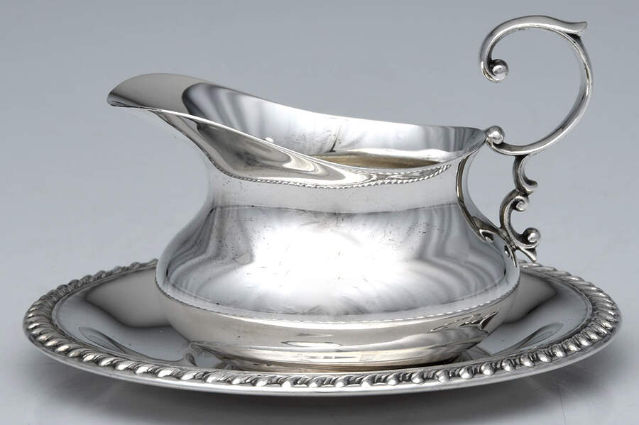 66 (Sterling, Hollowware) Creamer & Underplate by Poole Silver -1