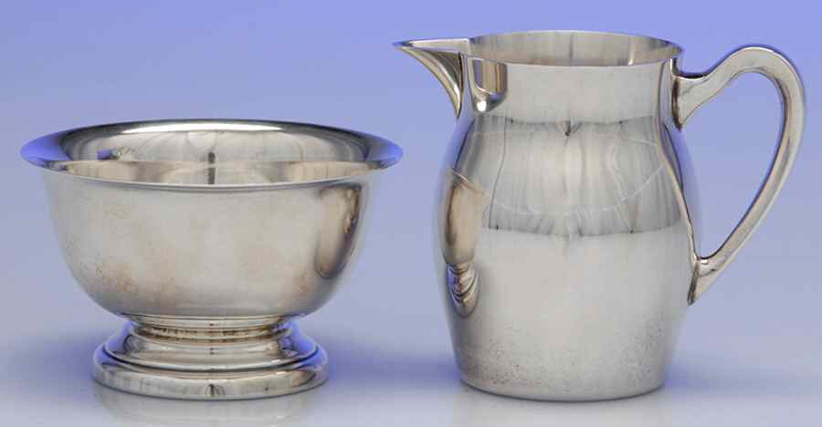 362 (Sterling, Hollowware) Mini Sterling Creamer and Open Sugar by Poole Silver -1