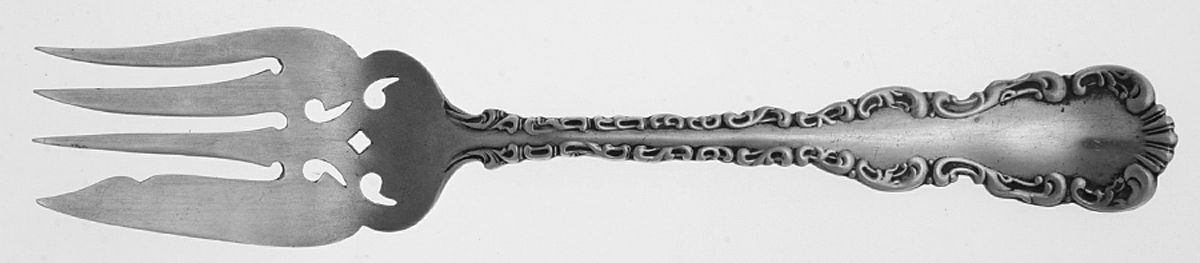 Louis XV (Sterling) Small Solid Cold Meat Serving Fork by P W Ellis & Co-1