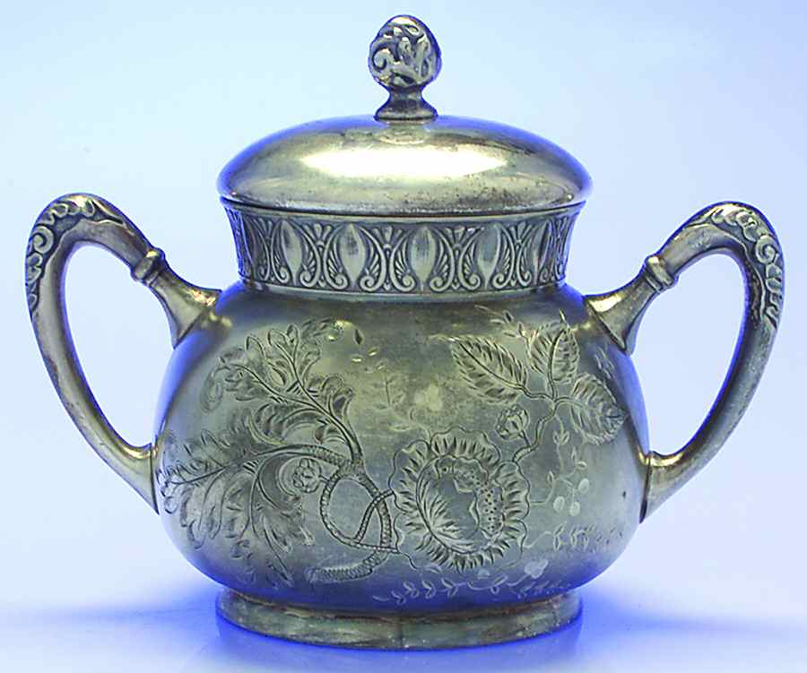 323 (Silverplate, Hollowware) Sugar Bowl & Lid by Pairpoint Mfg Co-1