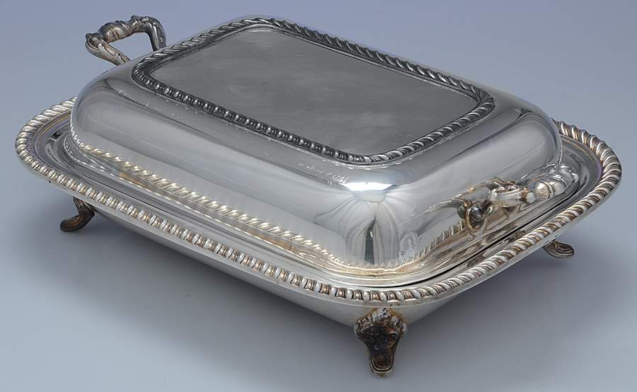 1032 (Silverplate, Hollowware) 12" Rectangular Footed Vegetable by Poole Silver -1