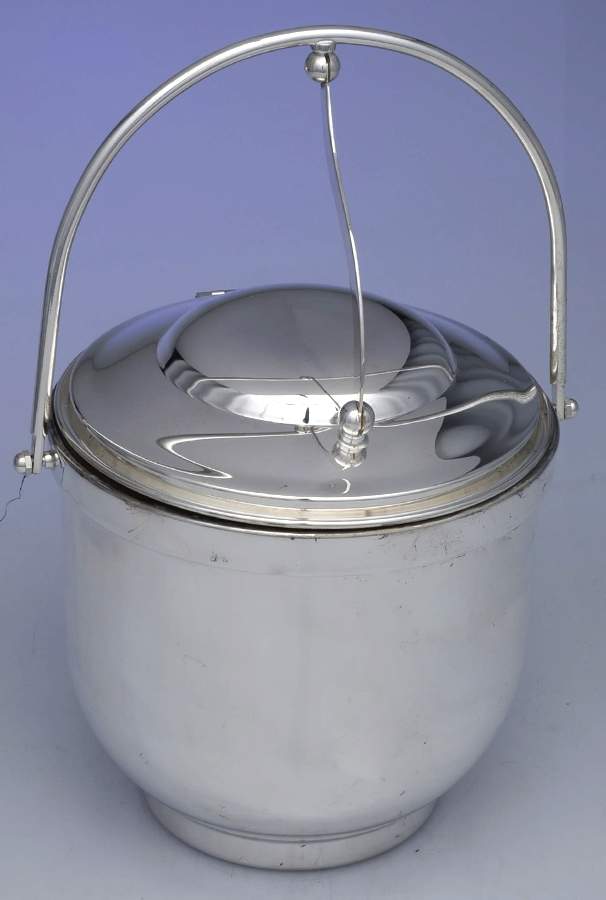 Silverplate Hollowware Hinged Bale Handle Ice Bucket & Lid, Liner by Pilgrim Silver-1