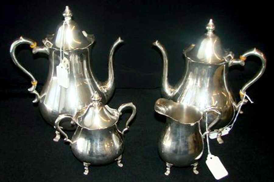 717 (Sterling, Hollowware) 4 Piece Tea Set (SCP, STP, SCR, SSU) by Preisner-1