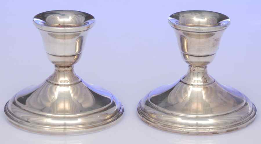 14 (Sterling, Hollowware) Pair of Console Candleholders by Preisner-1