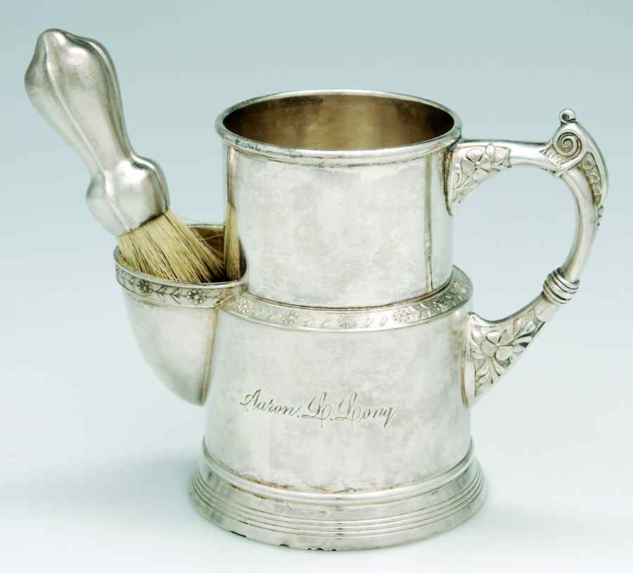 1900 (Silverplate, Hollowware) Shaving Mug with Brush by Pairpoint Mfg Co-1