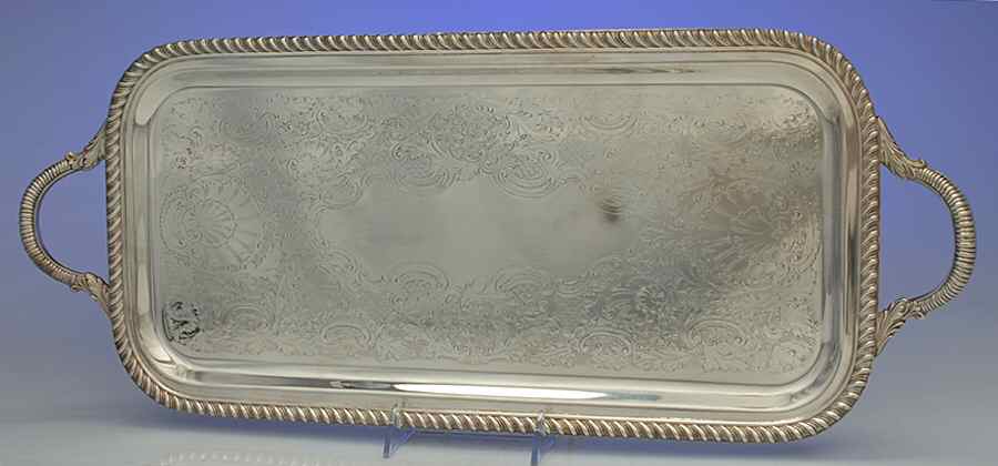3212 (Silverplate, Hollowware) 19" Rectangular Handled Tray by Poole Silver -1