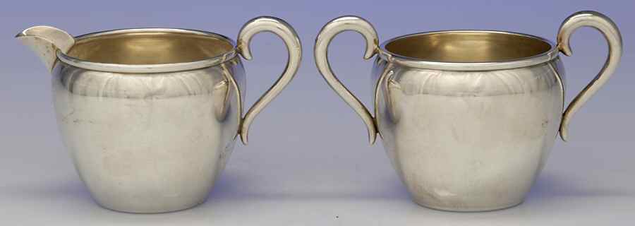 768 (Sterling, Hollowware) Creamer & Open Sugar Set by Preisner-1