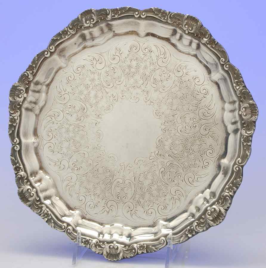 3208 (Silverplate, Hollowware) 10" Footed Round Tray by Poole Silver -1